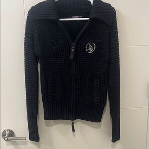 Volcom Y2K  Black Knit Zip-Up Sweater
